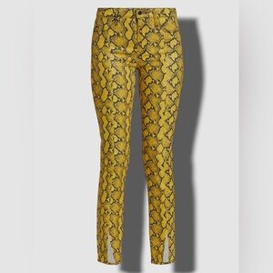 L'AGENCE Jyothi Coated Jean in Yellow/Gold Multi Palma Snake Size 25 NEW